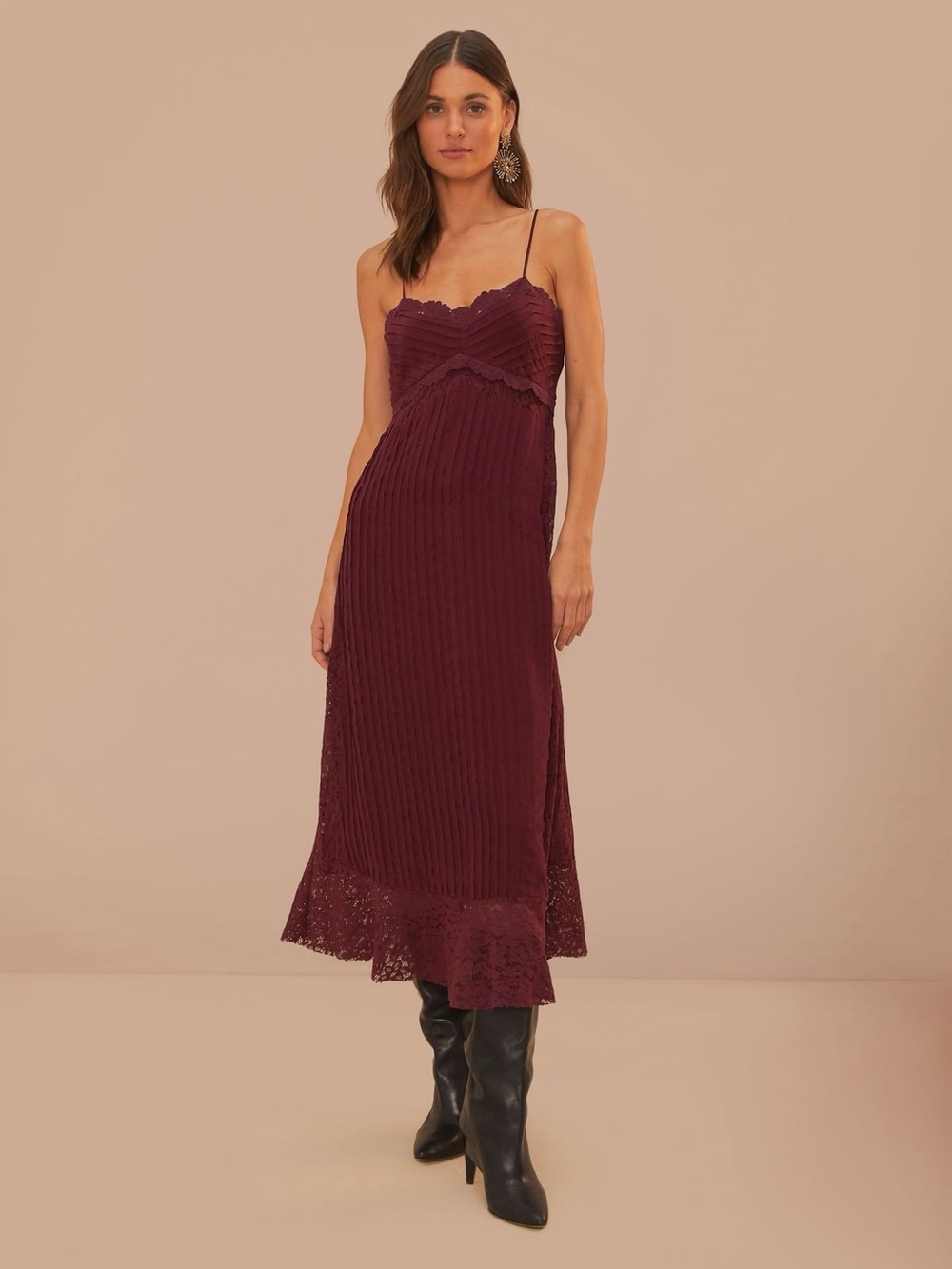Farm Rio Purple Lace Sleeveless Midi Dress